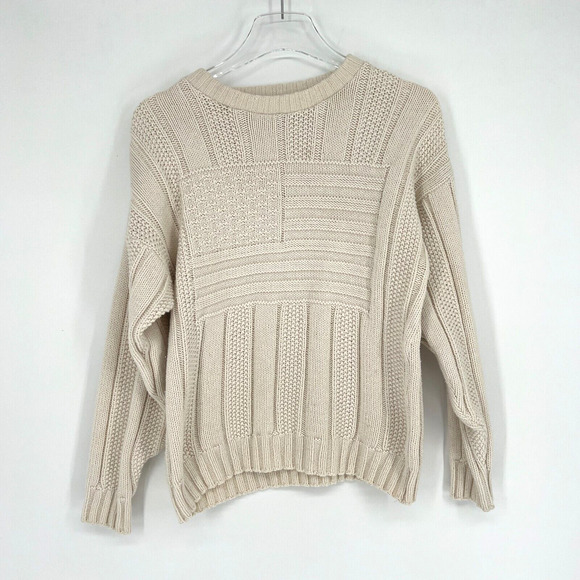 Lands' End Sweaters - Lands End Sweater Womens S American Flag Knit White Long Sleeve Striped